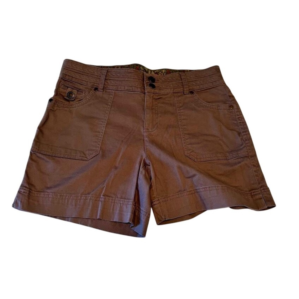 Dakota Blue Utility Shorts Women 6 Brown Cotton Stretch Boho Cargo‎ Pockets